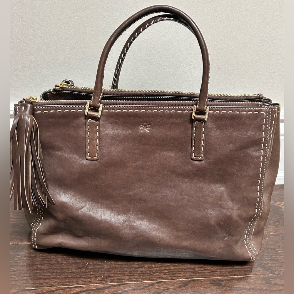 Anya Hindmarch Dark Brown Leather Tote